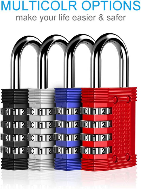 ZHEGE 4 Digit Combination Padlock 2 Pack - Number Lock for Gym, School, Storage, Fence, Gate, Cabinet