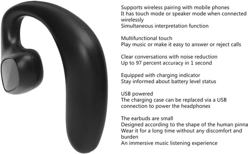 Language Translator Earphones, M8 Smart Bluetooth Earbuds, 144 Languages High Accuracy Two Way Translator Device