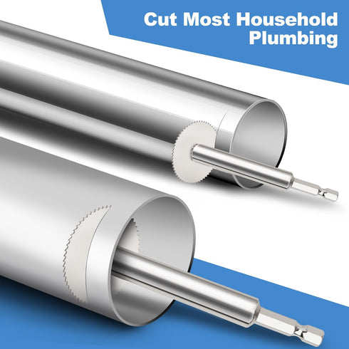 Inside Pipe Cutter for Pvc Pipe, Professional Pvc Pipe Cutter with 6pcs Rotary Drill Saw Blades and 1/4" Hex Shank, Plumber Tools for Big Small Diameter ABS Metal Pipes