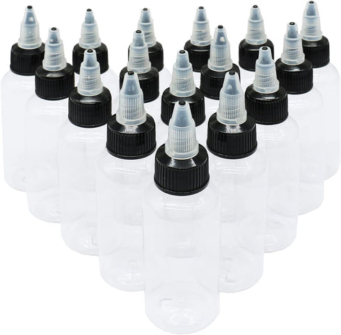 16Pcs 2 oz Bottles, Hard Plastic Extruded Liquid Bottle, Dropper Dispensing Bottle, 60ml Laboratory Wash Bottle