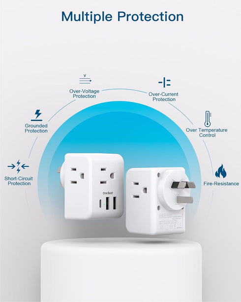 Australia New Zealand Power Plug Adapter, US to Australia Travel Adapter with 3 American Outlets and 3 USB Ports