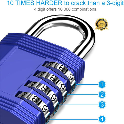 ZHEGE 4 Digit Combination Padlock 2 Pack - Number Lock for Gym, School, Storage, Fence, Gate, Cabinet