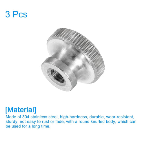 uxcell Knurled Thumb Nuts, 3Pcs M5 x D16mm x H10mm Stainless Steel Round Knobs for 3D Printer Parts