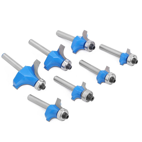 Totowood 7Pcs 1/4 1/2",3/8",5/16",1/4",3/16",5/32",1/8",Carbide 2 Roundover Router Bit Shank,Radius in Tip Flutes