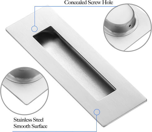 Ravinte 1 Pack Brushed Nickel Sliding Closet Door Handles, 7in Length Recessed Finger Pulls for Barn Door