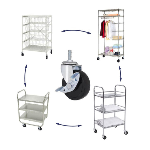 AXL Caster Wheels 3 Inch Set of 4 - Heavy Duty 3/8"-1" Threaded Stem Casters for Clothing Rack and Shelving