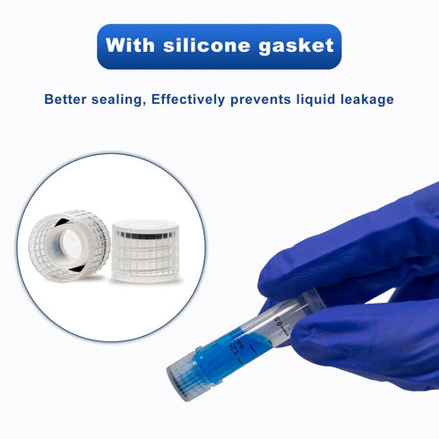 Cryovials Sterile Tubes 2ml with Caps, Case of 100 Lab Vials for Low Temperature Storage