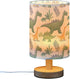 Dinosaur Green Dino A Lamp for Girls Boys Bedroom Bedside Table Lamp with USB Port LED Kids Nightstand Lamp Wood Base