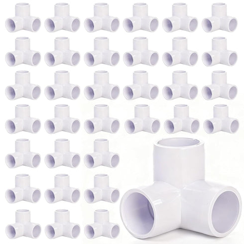 Covzoe 32 Pack 1/2 Inch 3 Way PVC Fittings, Furniture Grade Elbow