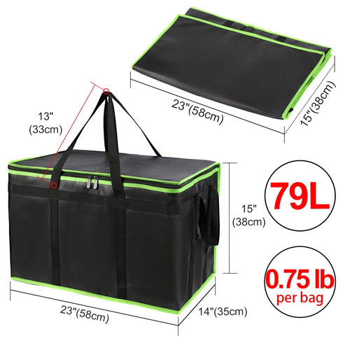 1-Pack Commercial CIVJET Insulated Food Delivery Bag, XXX-Large Food Warmer for Delivery Drivers, Insulated Reusable