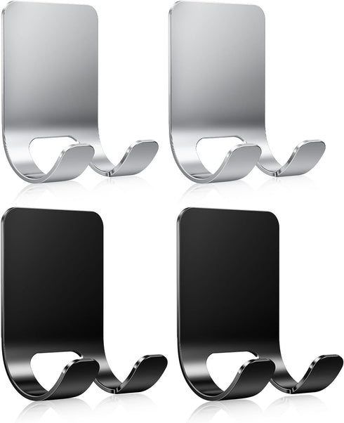 Rnodoilkfly 4Pcs Razor Holder, Shaver Hook Hanger, Multipurpose Self Adhesive Double Hooks, Silver