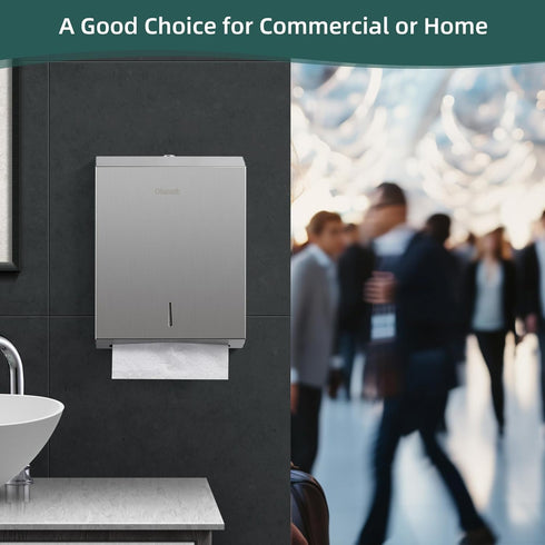 Commercial Paper Towel Dispenser Wall Mount, Large C/Z Tri Fold Multifold Hand Towels Dispenser, Brushed Stainless