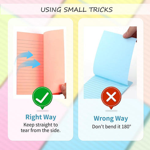 Lined Sticky Notes, 4x6, 8 Pads, Large Sticky Notes with Lines, 8 Bright Colours, Perfect for Office Home School Desk