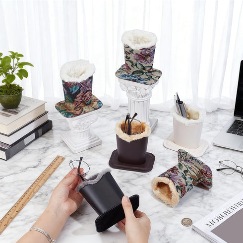 6pcs PH PandaHall Eyeglasses Holder Stand, Wool Plush Lined Glasses Stand Case Desktop Reading Glasses Stands