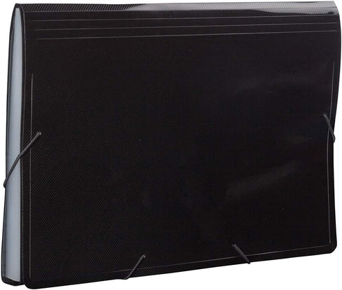 JAM PAPER Accordion Folders, 13 Pocket Plastic Expanding File, Legal Size, Black, Sold Individually
