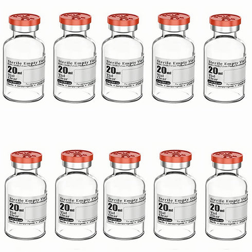 10pcs 20ml Sterile Empty Vials with Plastic Aluminum Flip Off Caps, Borosilicate Lab Sample Vial (Transparent)