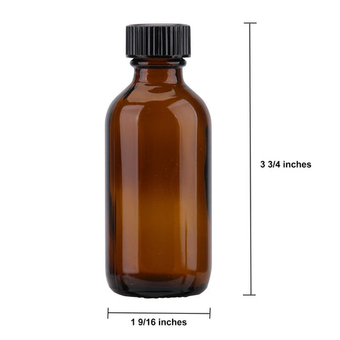 Bekith 30 Pack 2 oz Boston Round Glass Bottles with Black Caps, Amber