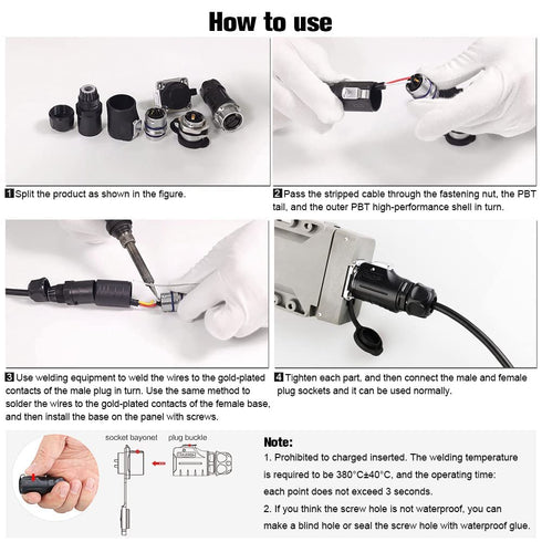 3 Pin Connector, Waterproof Electrical Connectors, Aviation Cable Connector for Industrial & Power