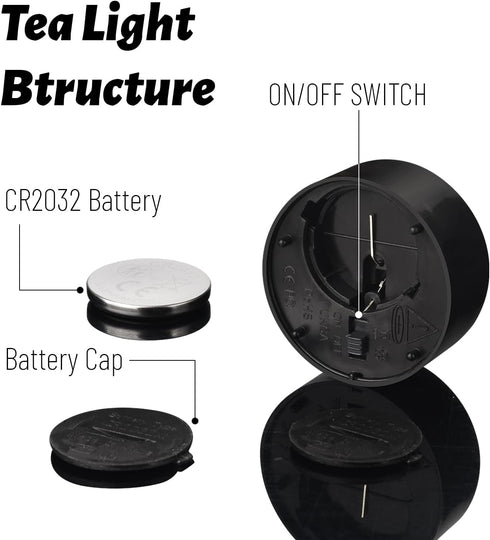 Black Tea Lights Candles Battery Operated, 12 PACK LED Flameless Votive Candles for Halloween Holiday Party Home