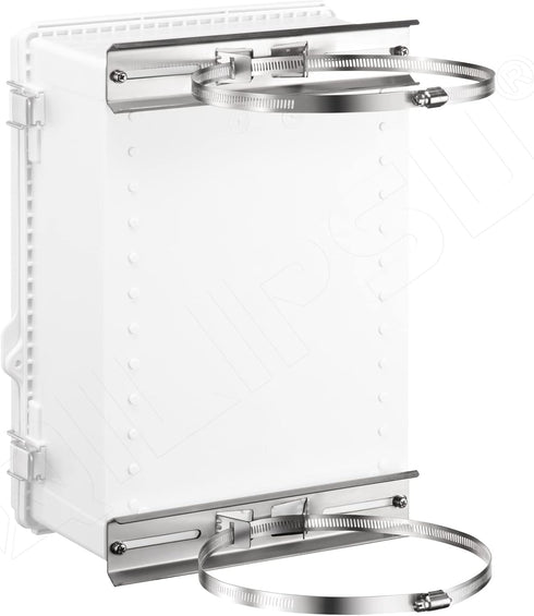 QILIPSU Pole Mounting Kits, 304 Stainless 250x48mm Brackets with Adjustable 50-200mm Clamp for Outdoor Waterproof Junction Box, Plastic Electrical Enclosure Project Box (9.8"x1.9")