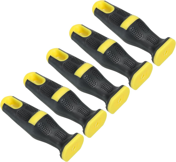 PATIKIL 4.5 Inch Plastic File Handle, 5 Pack Replacement Accessories for 0.22" Diameter File, Black Yellow