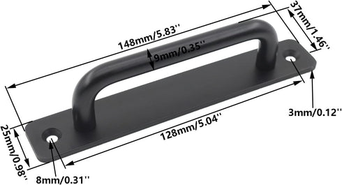 2Pcs Door Handle Pulls, Aluminum Alloy Sliding Door Hardware, Modern Handle Knobs for Wooden Door,Glass Doors,Metal Doors,Window Barn Cabinet Drawer Closet Kitchen with Screws (148mm/5.83'')