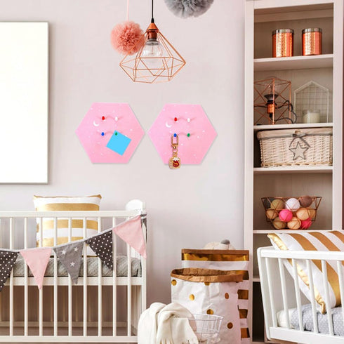STOBOK Felt Board Home Decor Tile Stickers, Hexagon Memo Board DIY Decor for Home and Photo Wall