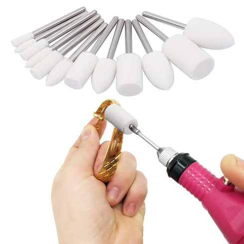 AUSTOR 24 Pieces Wool Felt Mounted Mandrel Set with 2 Shaped and 6 Sizes Polishing Buffing Wheel Bits for Dremel Rotary