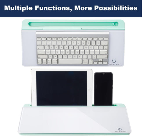 TSJ OFFICE Desktop Whiteboard Dry-Erase Board, Computer Keyboard Stand with Drawer, Desk Organizer for Office