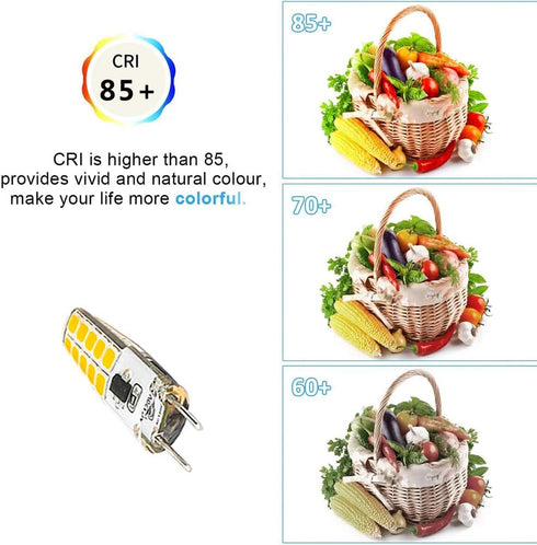 G8 LED Bulb, 3W Equivalent to T4 JCD Bi-Pin G8 Base Halogen Bulb, 20W-25W Dimmable, Warm White 2700K-3000K, 6 Pack