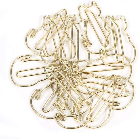 Pwshymi Cat Paper Clips, 12 Pcs Cat Shaped Thickened Metal Paper Clips for Office and Home Use