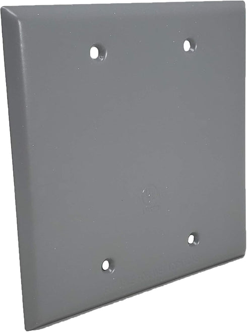 Sealproof 2-Gang Metallic Blank Weatherproof Outlet Cover, UL Listed, Gray