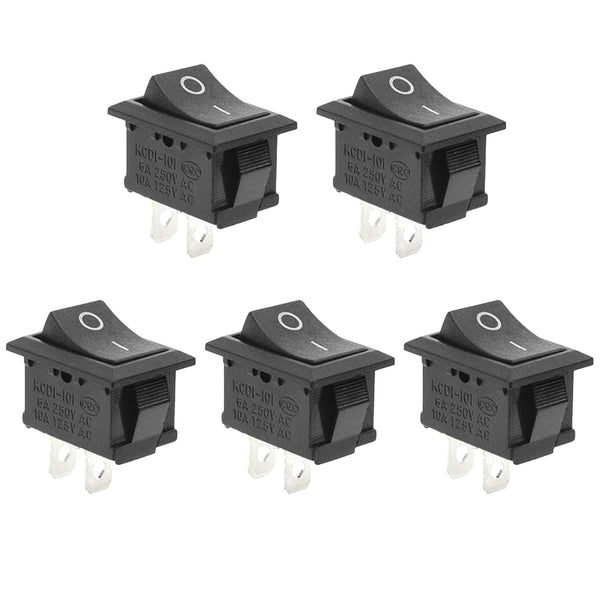 QTEATAK 5Pcs On/Off Boat Rocker Switch, 2 Pin 2 Position Snap, 12V 110V 250V