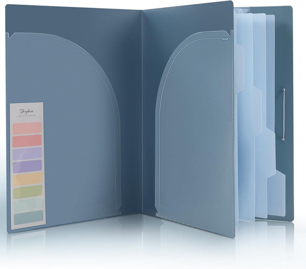 SKYDUE Document Organizer Folio, 5 Pocket Expanding File Folder, Accordion File Organizer, Portable Paper Organizer for