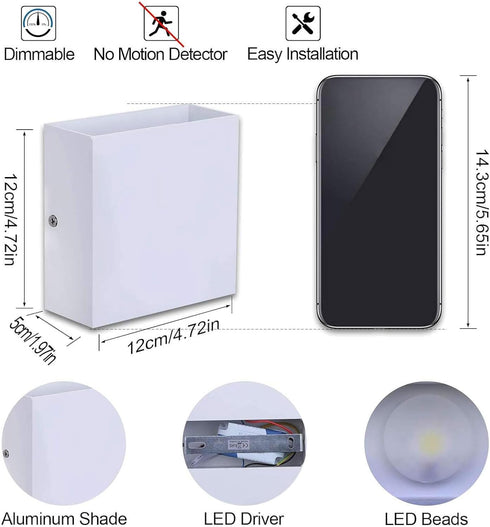 Dimmable 10W O1181TP Lightess Modern Wall Sconce Hardwired, Up Down Wall Mount Lights Indoor Mini Metal LED Wall Lamp
