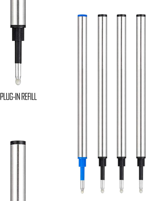 DunBong Rollerball Pen Refills Pack of 5, Fine Point 0.5mm Red Ink Replaceable Ballpoint Pen Refills (Navy Blue)