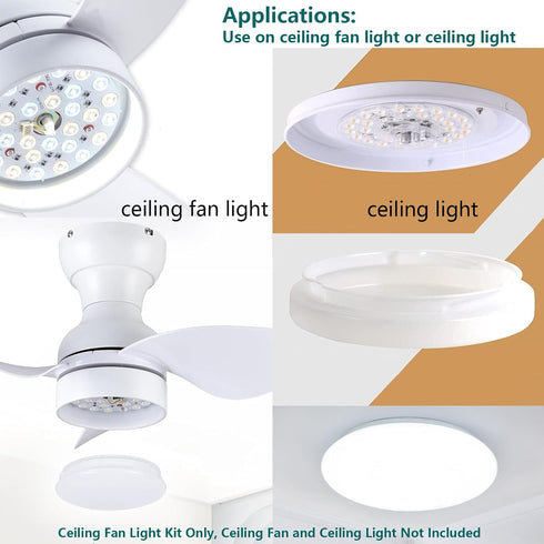 36W 6.4" Bulb Light,3 Dimmable Ceiling Fan Light Kit Replacement,Retrofit LED Light Engine Disc Board Panel for Flush