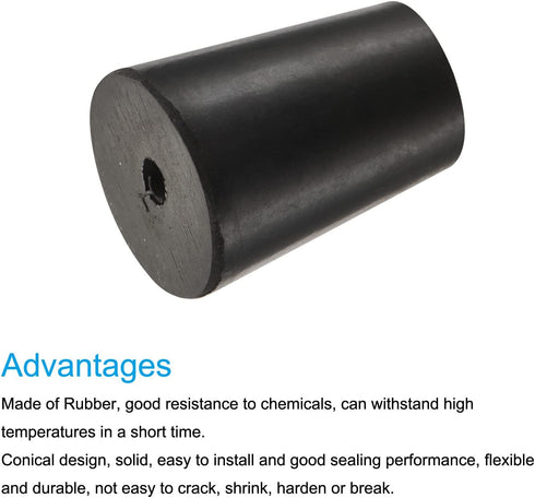 MECCANIXITY 10 Pieces Black Rubber Tapered Plug 14mm to 19mm with Hole for Test Tubes Bungs Stopper, Lab Home