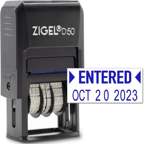 ZIGEL D50 Date Stamp with Entered, Self Inking, Blue