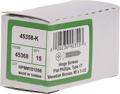 The Hillman Group 45369 9-Inch x 1-1/2-Inch Flat Phillips Wood Screws, Antique Bronze, 15-Pack