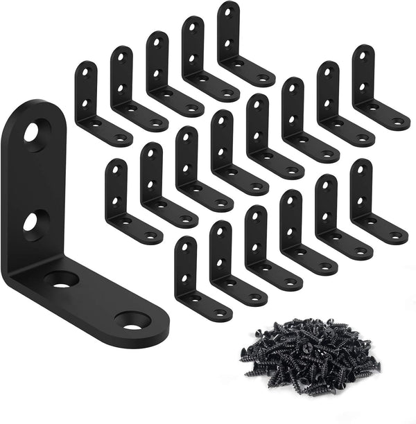 20 Pcs L Corner Brackets 2x2 Inch Black Heavy Duty L Bracket