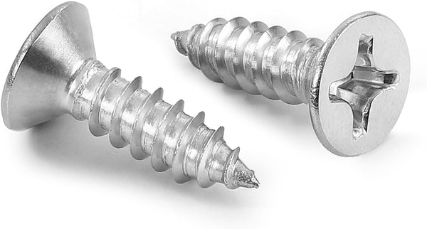 #4 x 3/4" Flat Head Sheet Metal Screws, Self Tapping, Stainless Steel 18-8 (304), 200 PCS