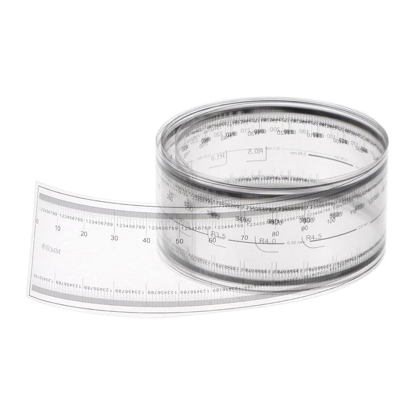 Film Flexible Ruler 120cm 0.1mm Scale with R Angle & Width Lines, PET Plastic Folding Straight Ruler, Transparent