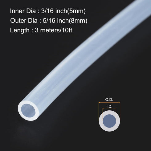 10ft 3/16" ID x 5/16" OD Silicone Tubing Clear 5mm x 8mm Industrial Plastic Tubing Pure Silicone Hoses for Pump Siphoning Draining Irrigation Brewing