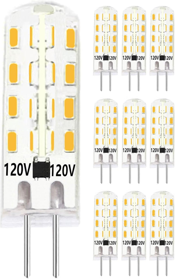 G4 LED Light Bulb 2W Equivalent to 20W, Warm White 3000K, 200lm Bi-pin Base, 120V, Pack of 10
