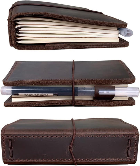 newestor Travelers Notebook Cover, Passport Size with Inner Pockets, Card Slots, and Pen Holder, Dark Brown