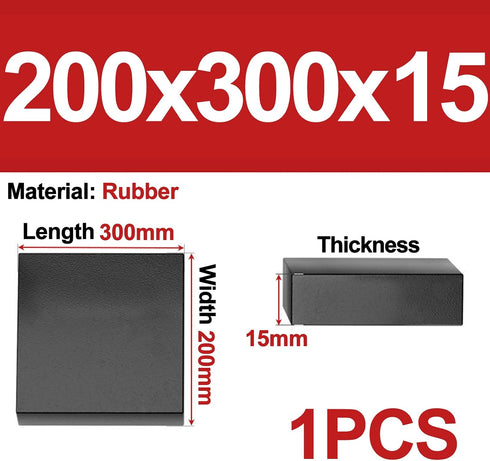 1Pieces 300mm 200mm 15mm Black Rubber Solid Shock Pad Blocks Length Width Extremely Resistant to Weather Changes