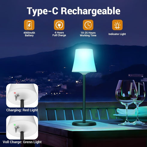 Ainostone 2 Pack 3 Dimmable Cordless Table Lamp Rechargeable Wireless Touch Light Battery Operated Color & RGB Stepless