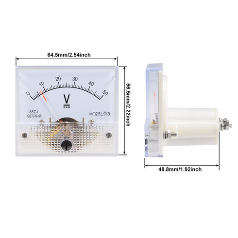 uxcell DC 0-50V Analog Panel Voltage Gauge Volt Meter 85C1, 2.5% Error