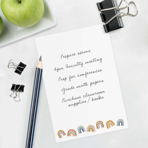 Modern Rainbow Sticky Note Pads - 4" x 6" Repositionable Trendy Boho Rainbow Sticky Notes, 50 Sheets Each, Set of 5